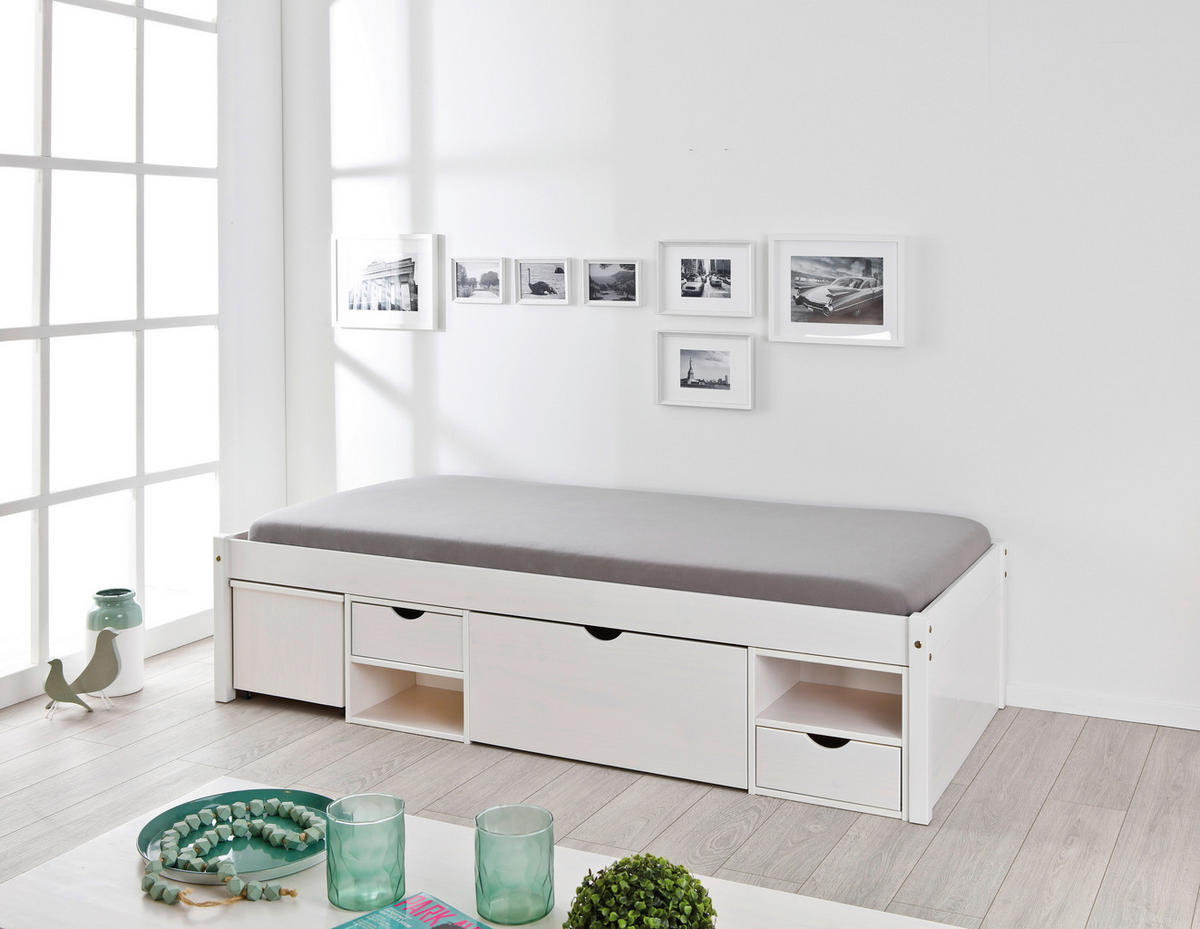 Funktionsbett Till weiß Liegefläche B/L: ca. 90x200 cm Till - weiß (96,00/48,00/209,00cm) - Inter Link