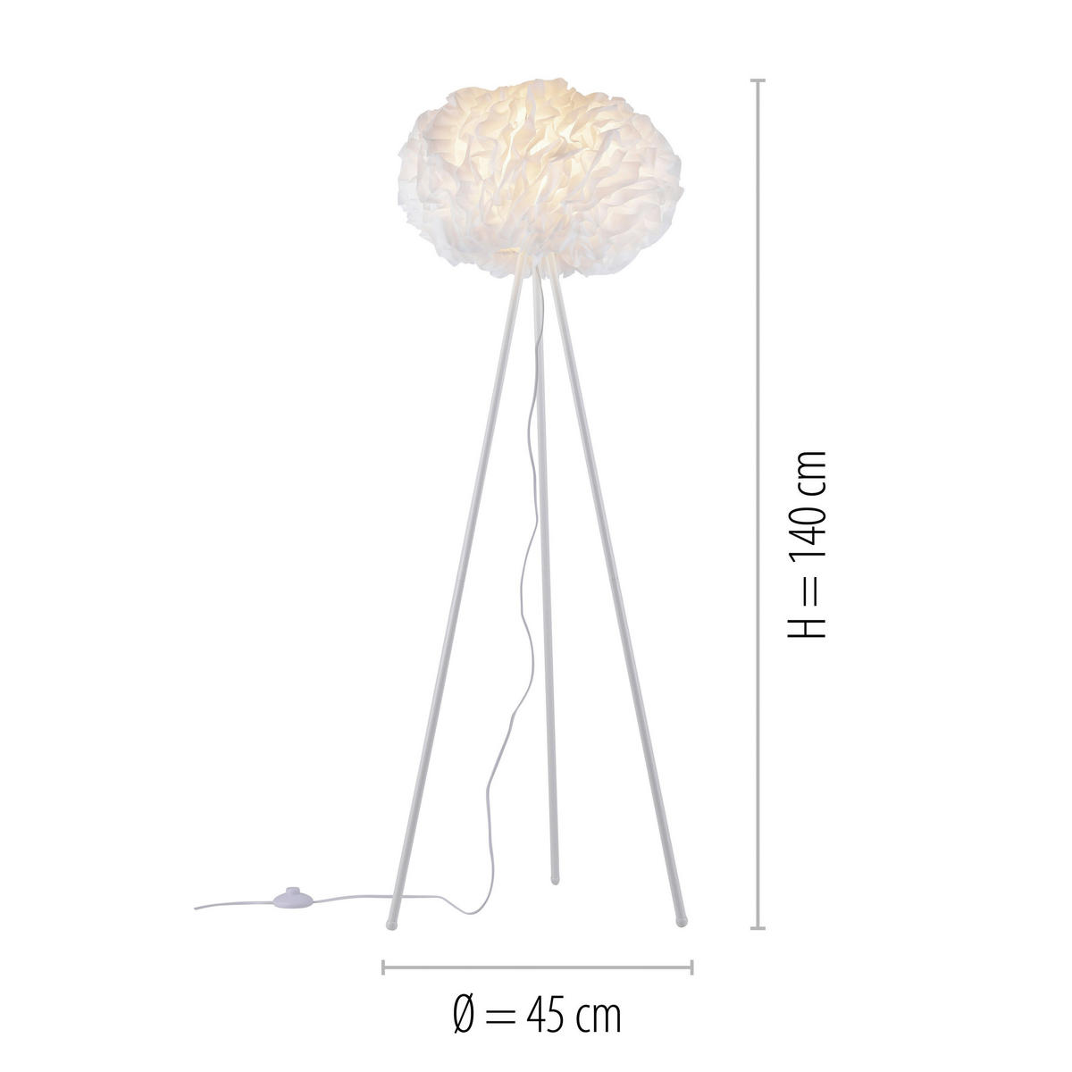 Just Light Smarte Stehleuchte PN11212-16 Naomi weiß Eisen Kunststoff Stoff H/D: ca. 140x47 cm E27 1 Brennstellen Naomi - weiß (47,00/140,00cm) - Just Light