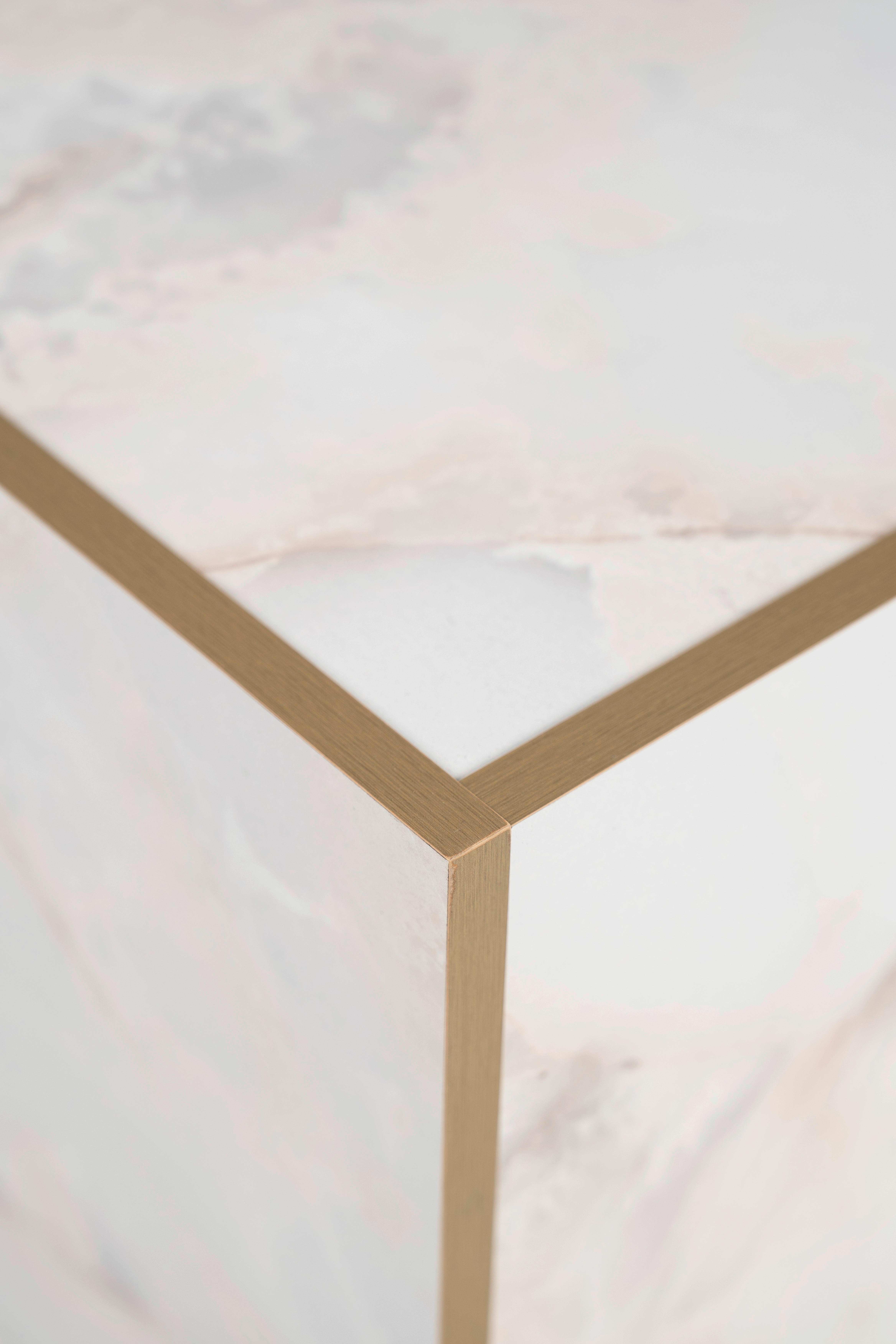 Beistelltisch Brilon weiß gold Optik B/H/T: ca. 43x35x43 cm Brilon - gold/weiß (43,00/35,00/43,00cm)