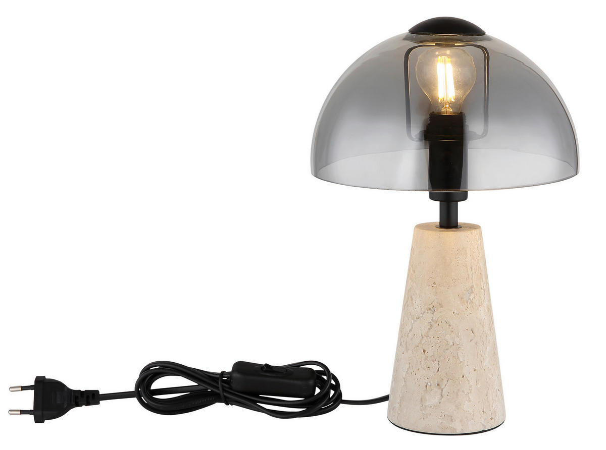 GLOBO Tischleuchte sand schwarz Metall Glas B/H/L: ca. 25x31,5x25 cm E14 1 Brennstellen Tischleuchte-Lars - sand/schwarz (25,00/25,00/31,50cm) - GLOBO