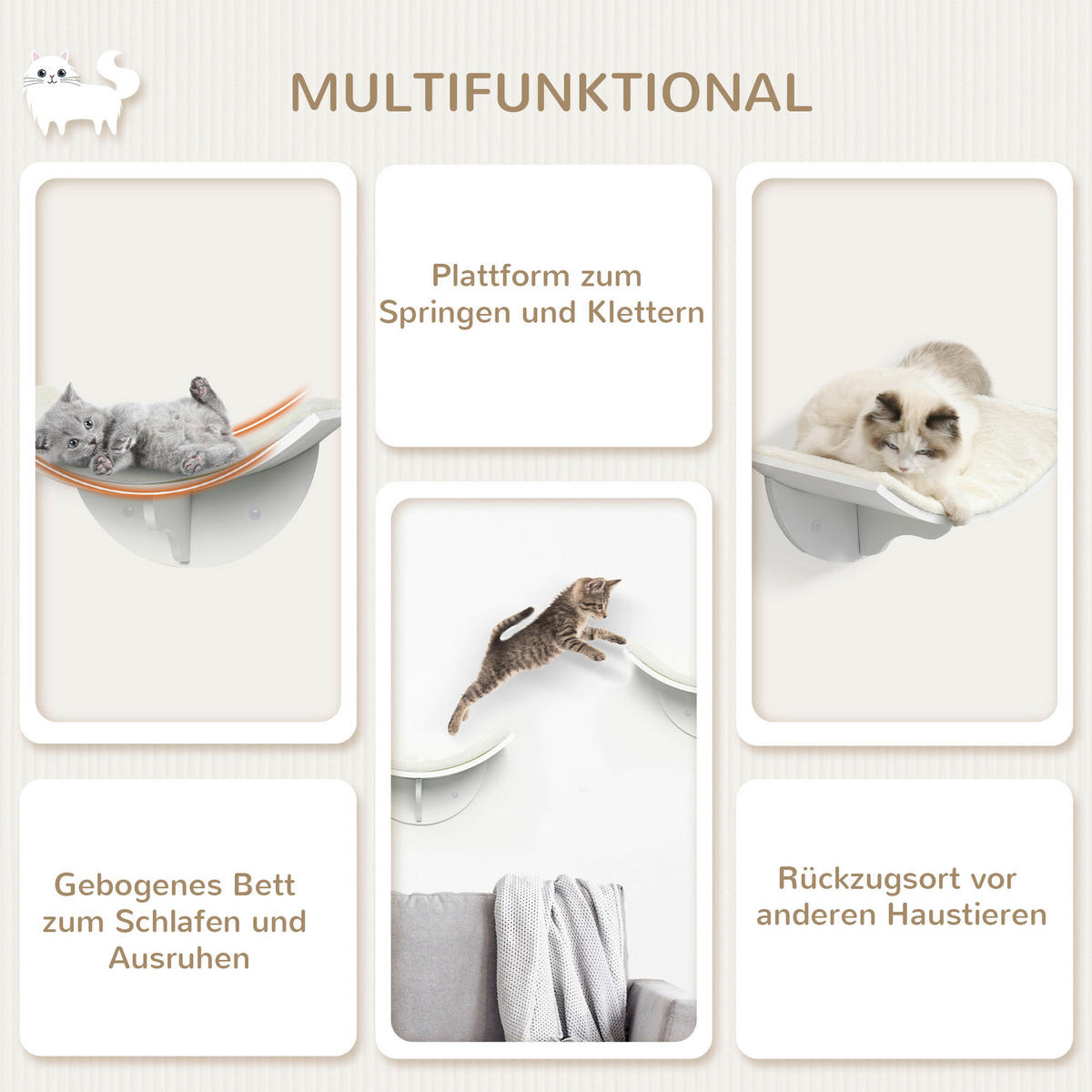 PawHut Wand-Katzenbett weiß MDF B/H/L: ca. 28x21x41 cm Wand-Katzenbett - weiß (41,00/28,00/21,00cm) - PawHut