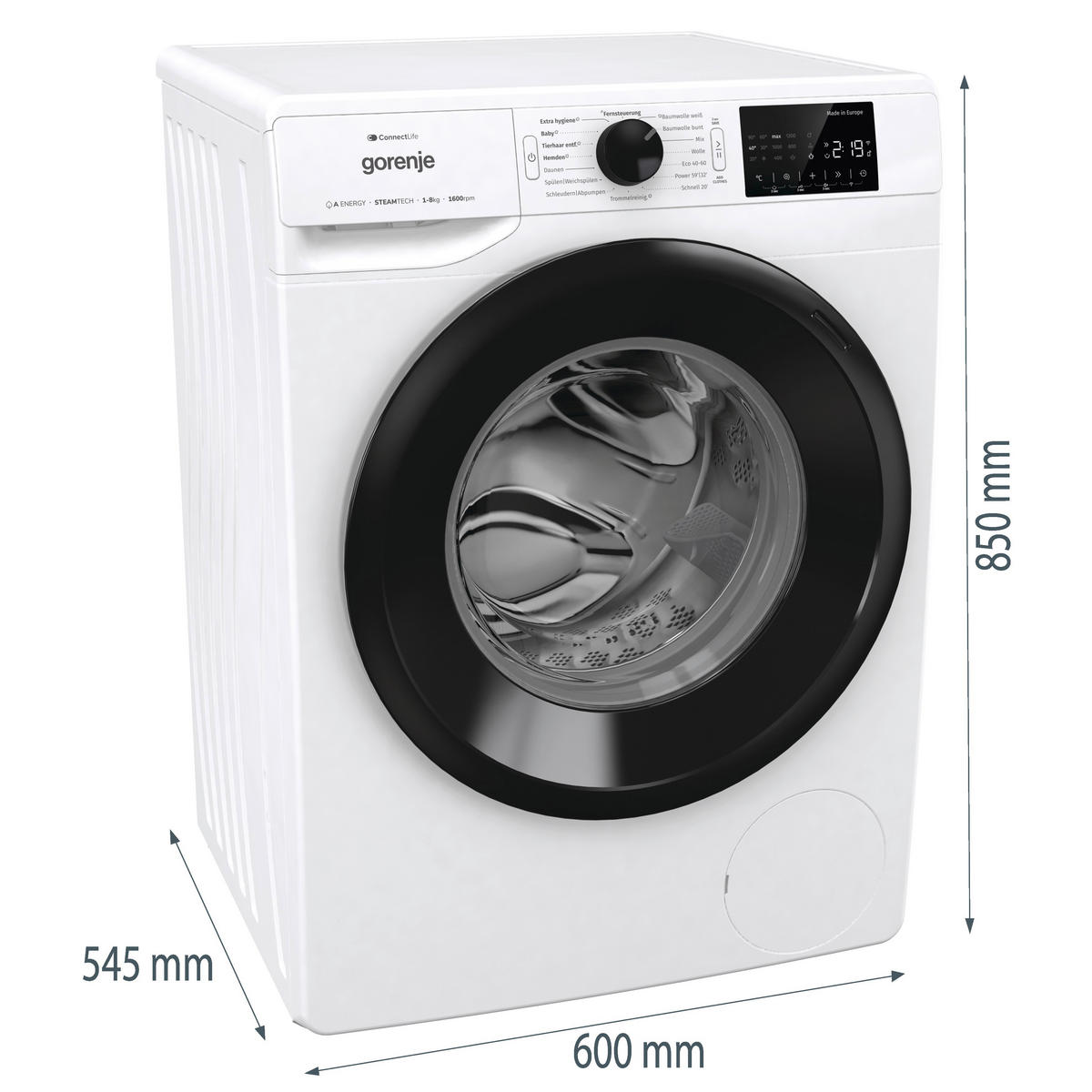 Gorenje Waschmaschine WPNEI86ATS weiß B/H/T: ca. 60x85x55 cm ca. 8 kg Waschmaschine WPNEI86ATS - weiß (60,00/85,00/55,00cm) - Gorenje