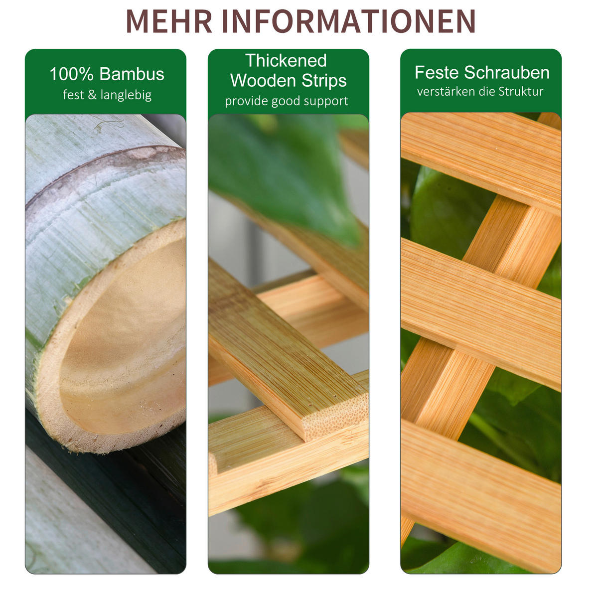 Outsunny Pflanzenregale natur B/H/L: ca. 40x143x70 cm Pflanzentreppe 845-434 - natur (70,00/40,00/143,00cm) - Outsunny