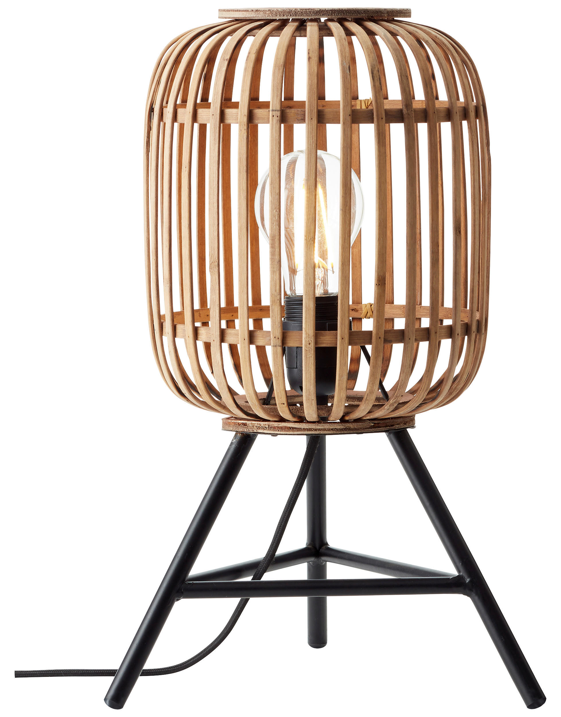Brilliant Tischleuchte Woorow 93775/20 hellbraun schwarz Bambus Metall H/D: ca. 41x30 cm E27 1 Brennstellen Woodrow - hellbraun/schwarz (30,00/41,00cm) - Brilliant