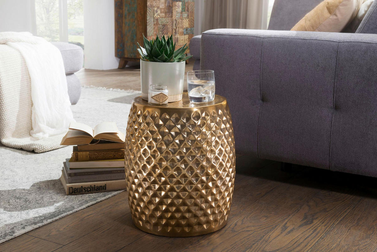 Beistelltisch gold Aluminium B/H/T: ca. 32x42x32 cm Beistelltisch - gold (32,00/42,00/32,00cm) - Wohnling