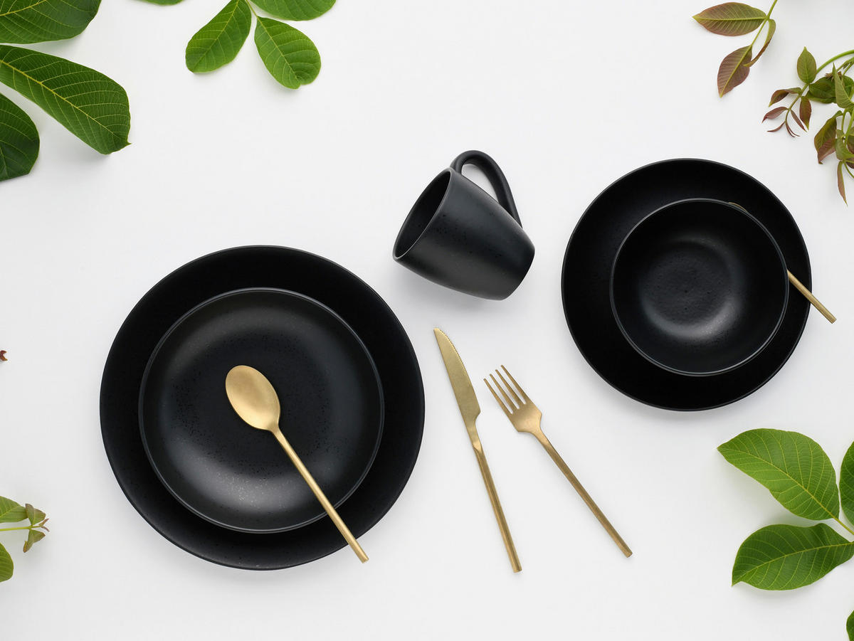 CreaTable Kombiservice Magic Black schwarz Steinzeug 20 tlg. Magic Black - schwarz - CreaTable