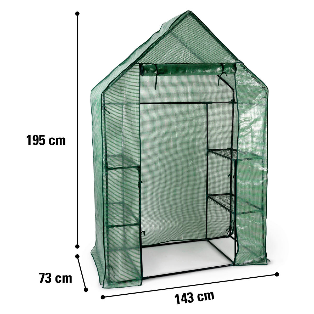 Kinzo Gewächshaus B/H/L: ca. 73x195x143 cm Gewächshaus_begehbar - grün (143,00/73,00/195,00cm) - Kinzo
