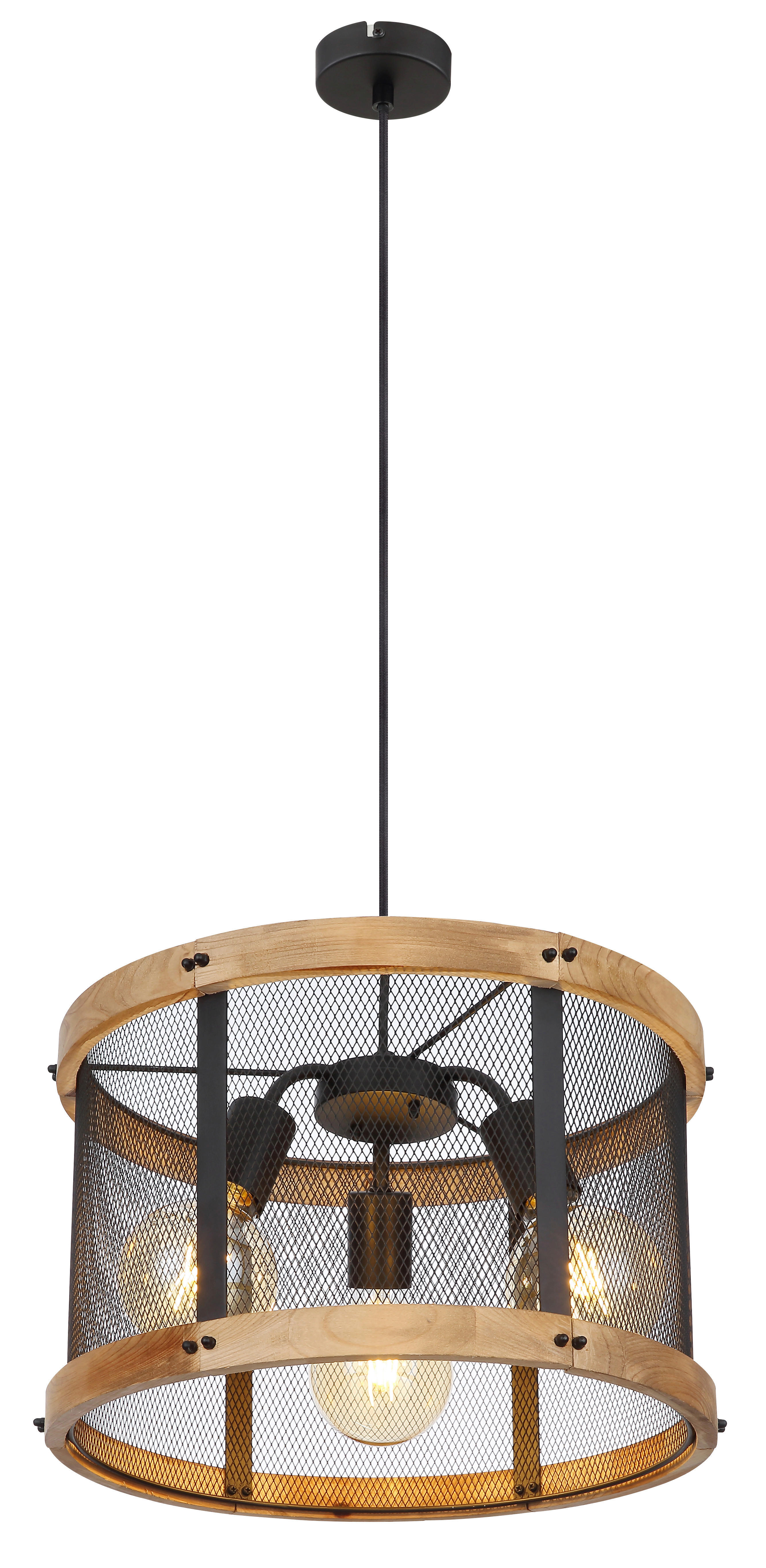 GLOBO Pendelleuchte schwarz Metall H/D: ca. 120x40 cm E27 3 Brennstellen JEANIE - schwarz (40,00/120,00cm) - GLOBO