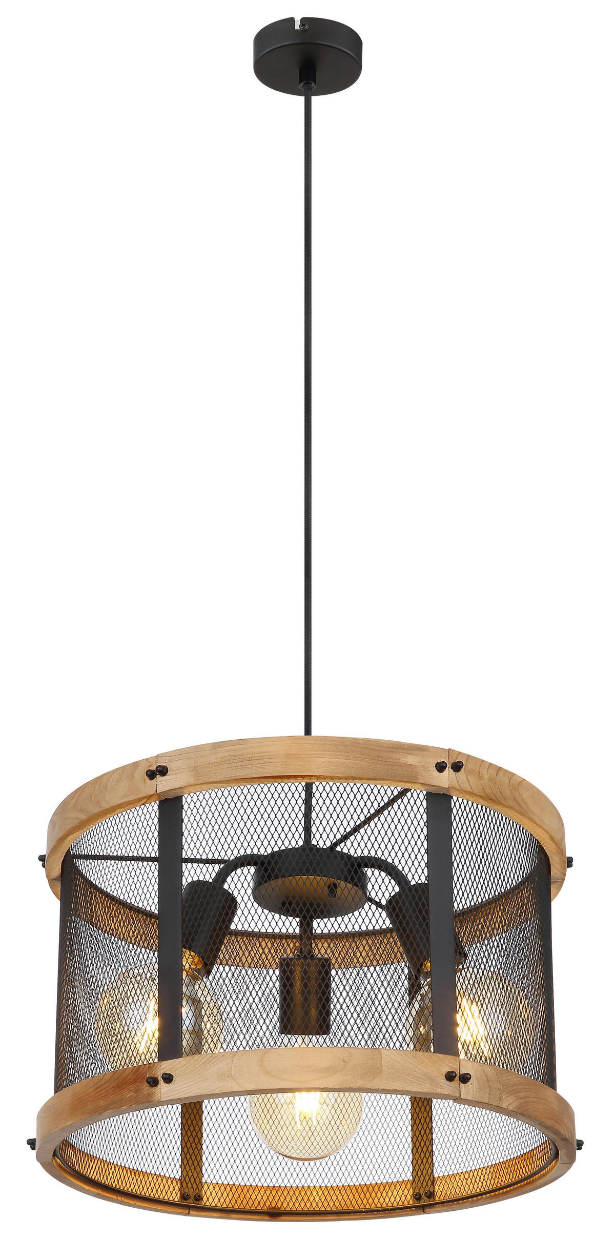 GLOBO Pendelleuchte schwarz Metall H/D: ca. 120x40 cm E27 3 Brennstellen JEANIE - schwarz (40,00/120,00cm) - GLOBO