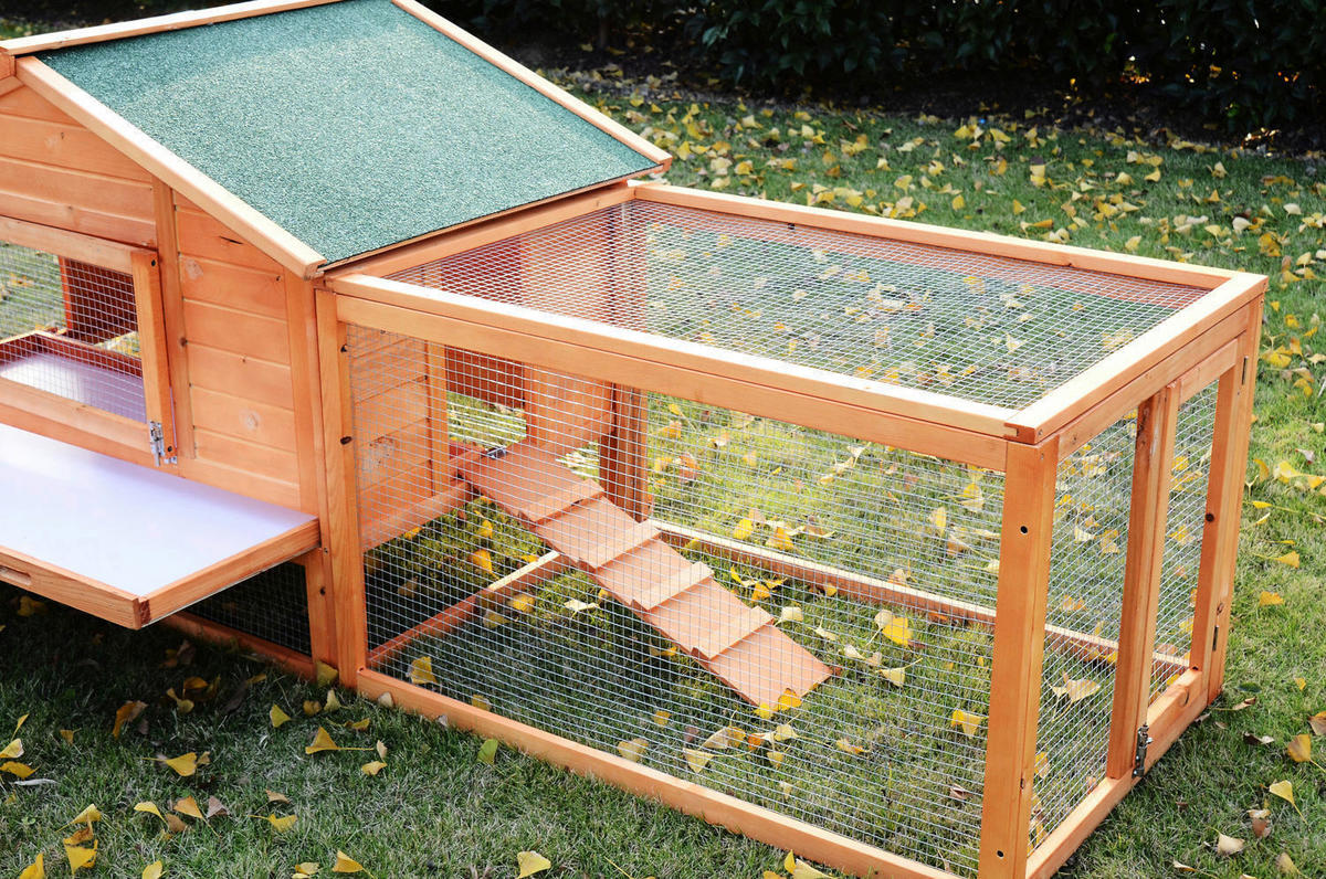 PawHut Kaninchenstall braun Holz B/H/L: ca. 68x87x310 cm Kaninchenstall - braun/grün (310,00/68,00/87,00cm) - PawHut