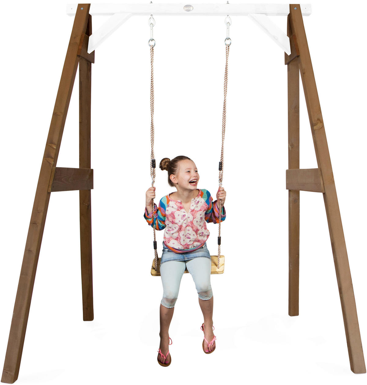 AXI Einzelschaukel braun B/H/L: ca. 181x207x160 cm Einzelschaukel - braun/weiß (160,00/181,00/207,00cm) - AXI