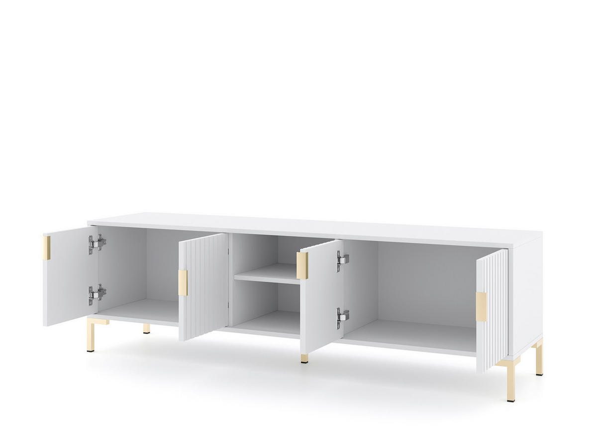 TV-Lowboard FLINN weiß matt gold Optik B/H/T: ca. 195x50x40 cm FLINN - gold/weiß (195,00/50,00/40,00cm) - WIPMEB