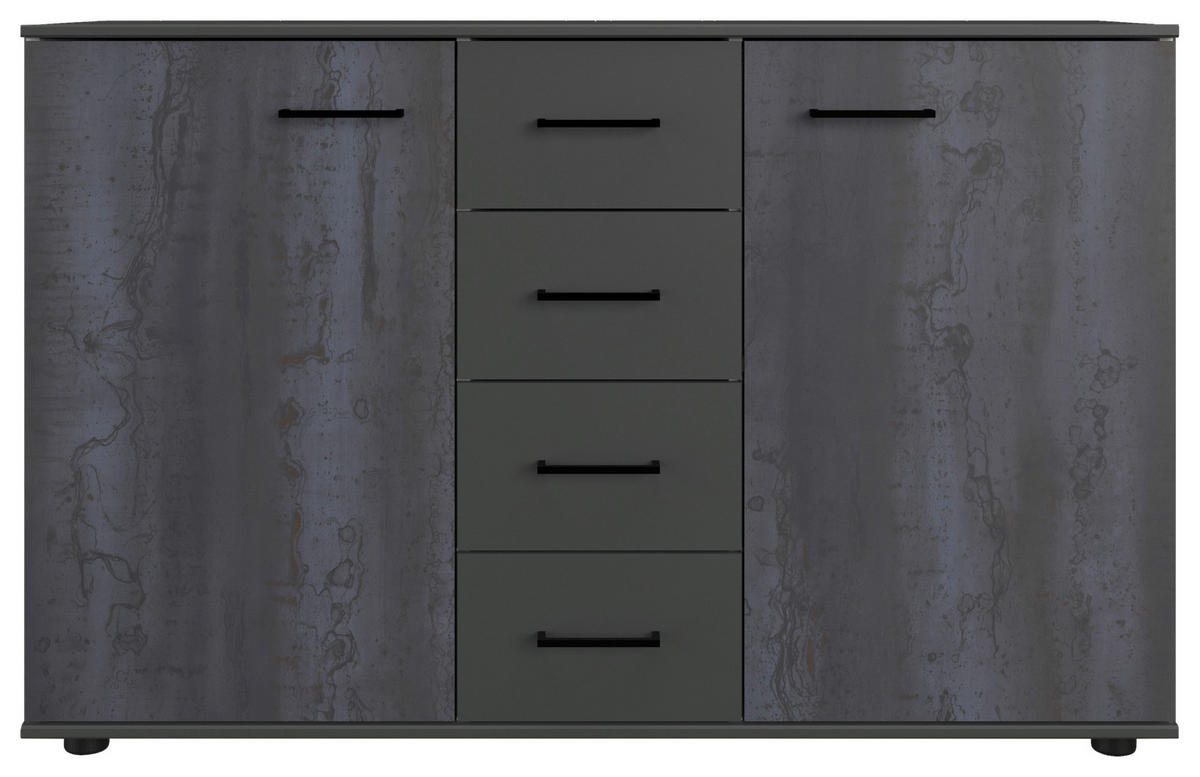 Kombikommode Kopenhagen Digi-Steel Optik B/H/T: ca. 130x83x41 cm Kopenhagen - Graphit (130,00/83,00/41,00cm)