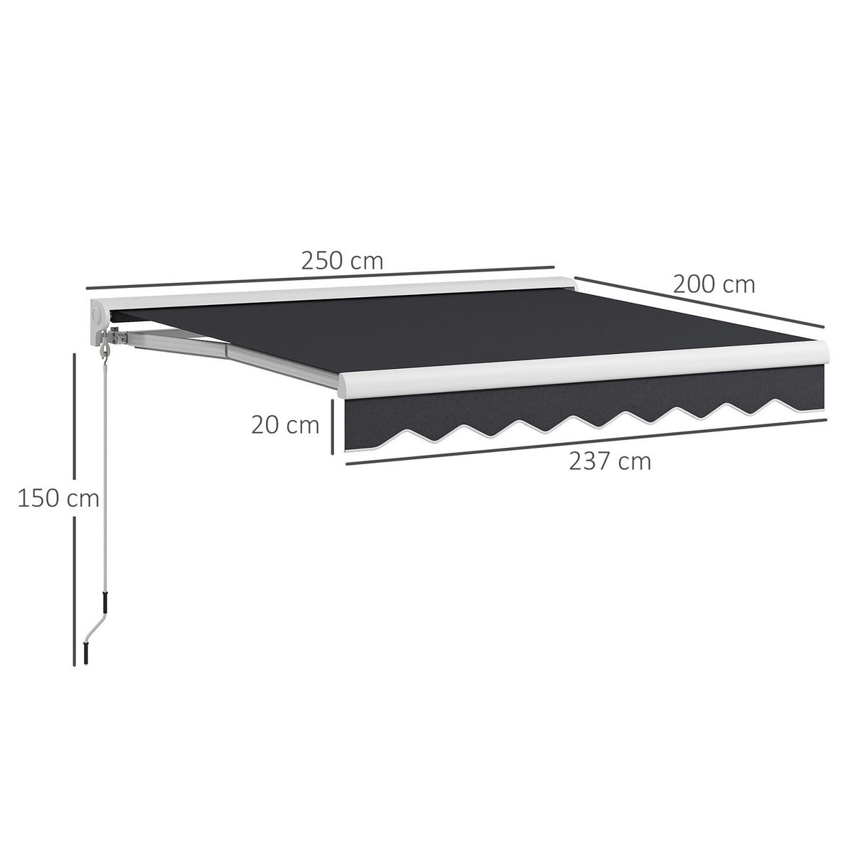 Outsunny Markise grau B/H/L: ca. 250x200x150 cm Markise - grau (150,00/250,00/200,00cm) - Outsunny