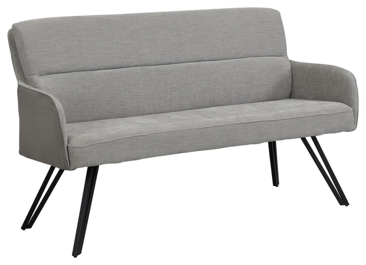 Sitzbank TINO schwarz grau Metall Microfaser B/H/T: ca. 140x94x67 cm TINO - schwarz/grau (140,00/94,00/67,00cm) - byLIVING