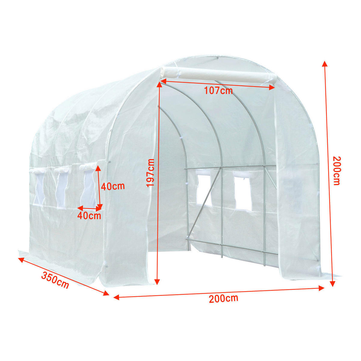 Outsunny Foliengewächshaus B/H/L: ca. 200x200x350 cm Foliengewächshaus MH845-072 - weiß (350,00/200,00/200,00cm) - Outsunny