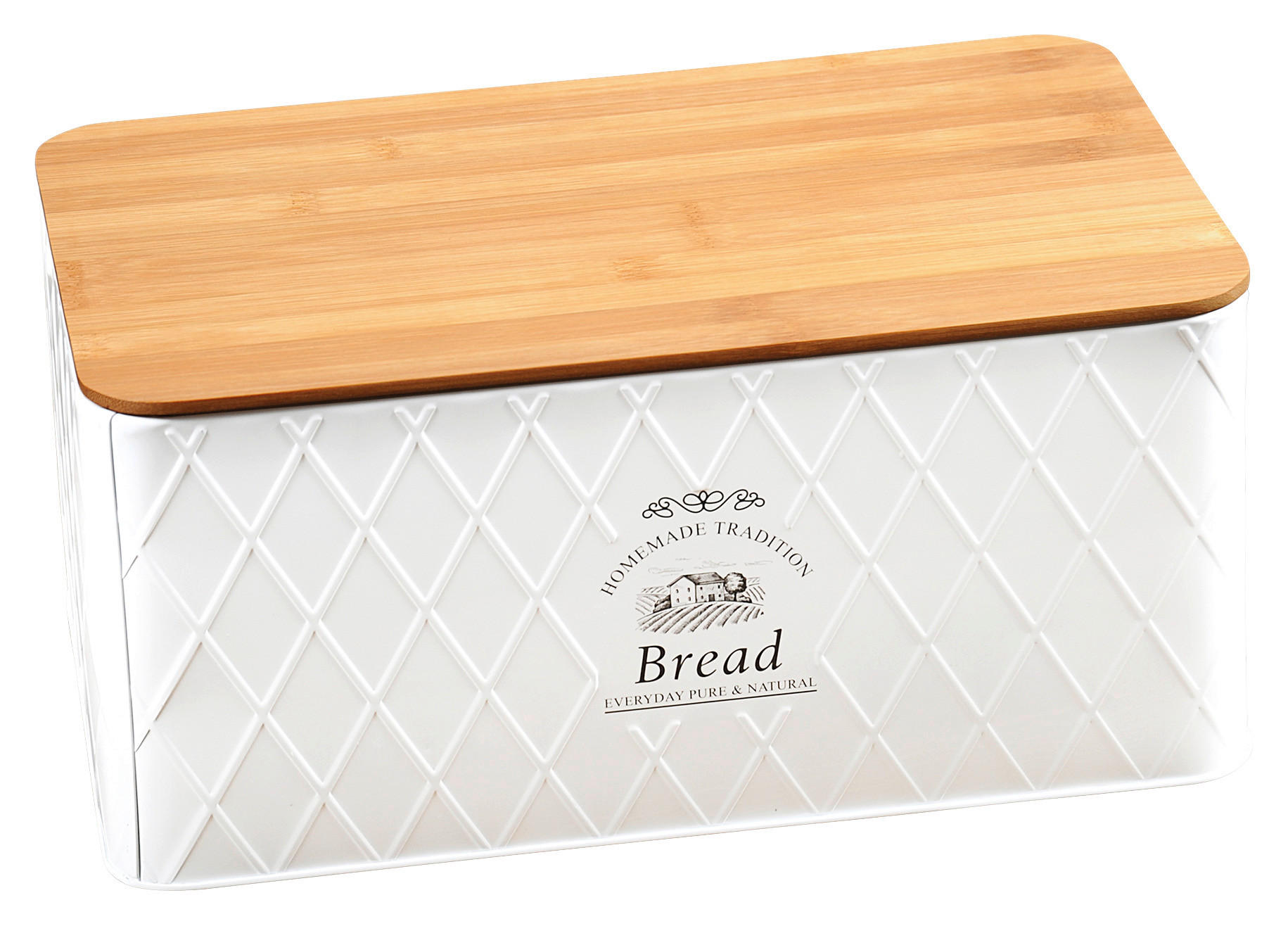 Kesper Brotkasten Landhaus weiß Metall B/H/L: ca. 21x15x32,5 cm Landhaus - weiß/natur (32,50/21,00/15,00cm) - Kesper