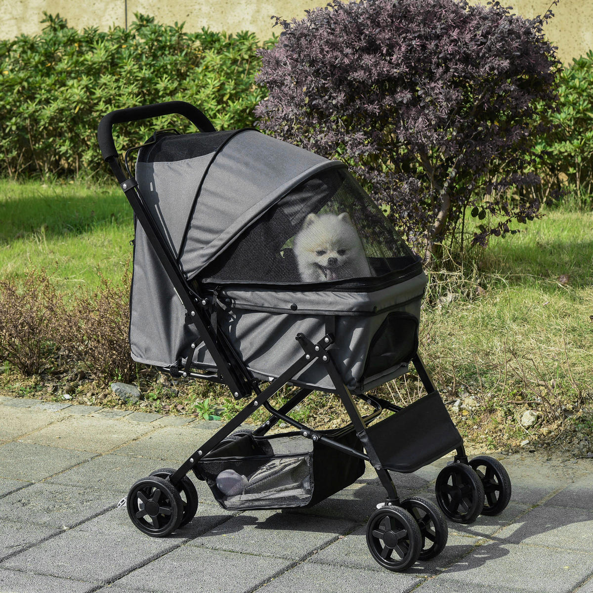 PawHut Hunde-Zubehör dunkelgrau Polypropylen B/H/L: ca. 52x76,5x95 cm Hundebuggy - dunkelgrau (95,00/52,00/76,50cm) - PawHut