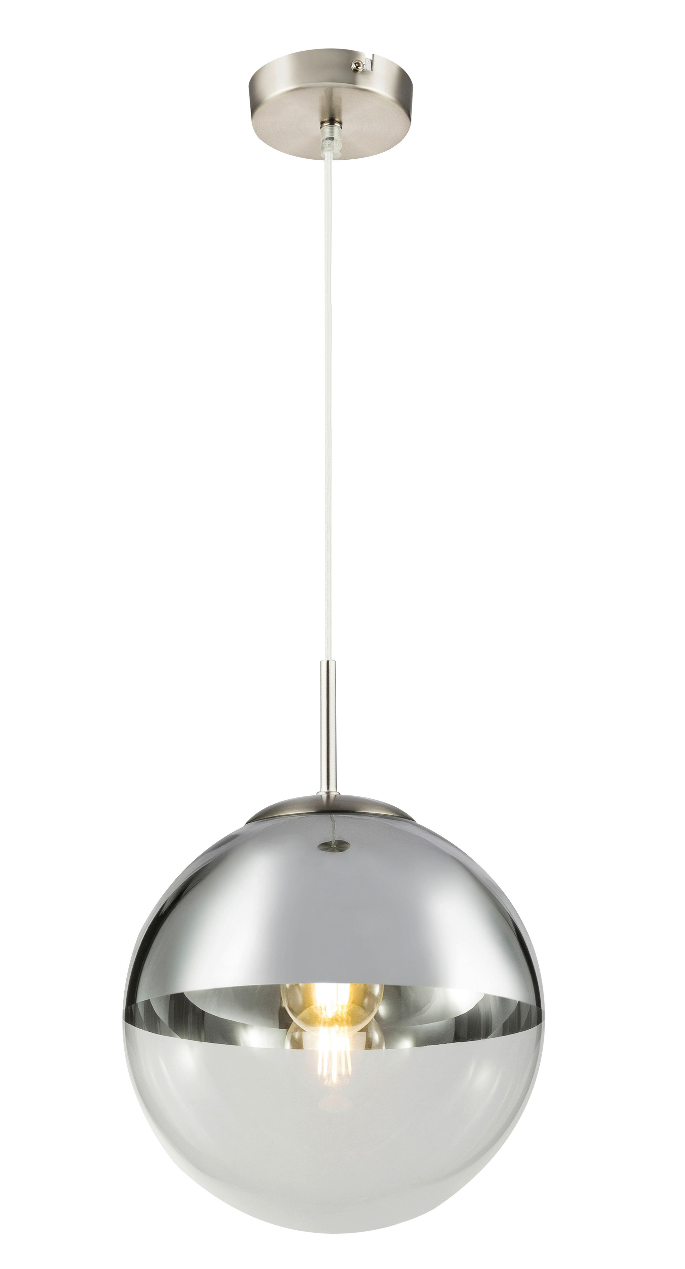 GLOBO Pendelleuchte nickel matt Metall H/D: ca. 120x25 cm E27 1 Brennstellen VARUS - nickel matt (25,00/120,00cm) - GLOBO