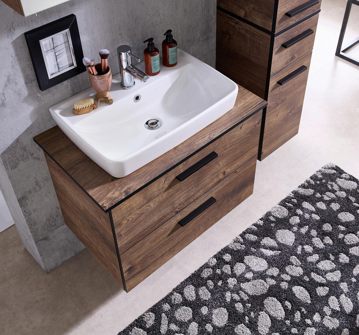 Badezimmer-Set Quickset 374 Eiche Ribeck Nachbildung B/H/T: ca. 75x200x44,5 cm Quickset 374 - Eiche (75,00/200,00/44,50cm) - Pelipal