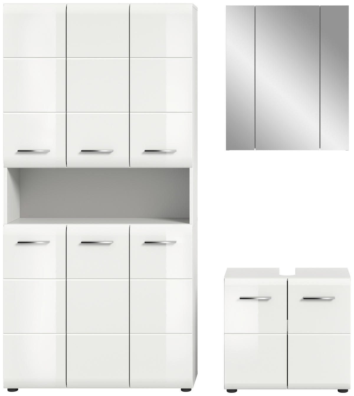 Badezimmer-Set Ice weiß weiß Hochglanz B/H/T: ca. 165x185x30 cm Ice - weiß (165,00/185,00/30,00cm) - xonox.home