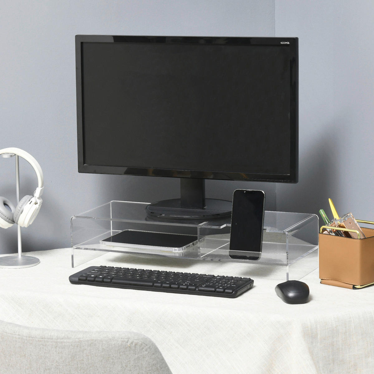 HOMCOM Monitorständer transparent Monitorständer - transparent (12,00/19,00/50,80cm) - HOMCOM