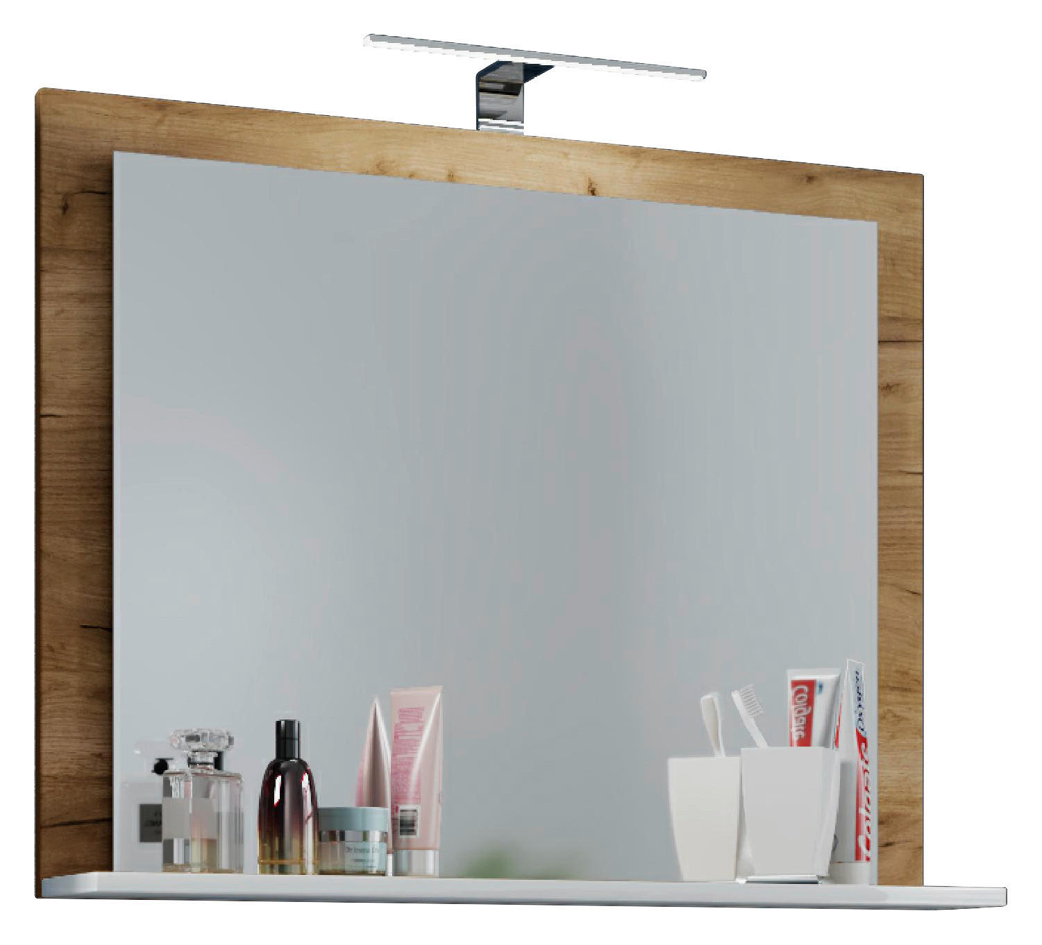 Wandspiegel Lendas Eiche Honig Nachbildung weiß Holzwerkstoff B/H/T: ca. 60x65x17 cm Lendas - Eiche/weiß (60,00/65,00/17,00cm) - VCM Möbel