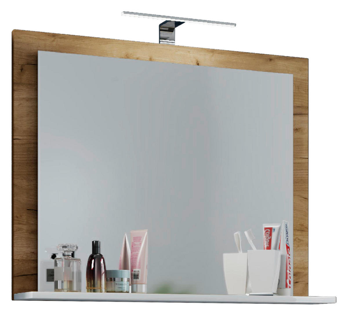 Wandspiegel Lendas Eiche Honig Nachbildung weiß Holzwerkstoff B/H/T: ca. 60x65x17 cm Lendas - Eiche/weiß (60,00/65,00/17,00cm) - VCM Möbel