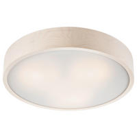 Lamkur Deckenleuchte weiß Glas Holz B/H/L: ca. 48,5x12x48,5 cm 3 Brennstellen Eveline - weiß (48,50/48,50/12,00cm) - Lamkur