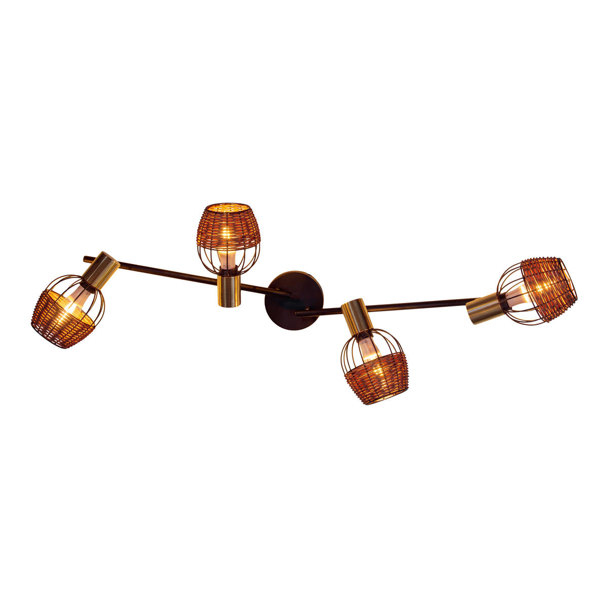 Näve Leuchten Spotleuchte 1389022 braun Rattan Metall B/H/T: ca. 8,5x16x78 cm E14 4 Brennstellen Corbis - braun (8,50/16,00/78,00cm) - Näve Leuchten