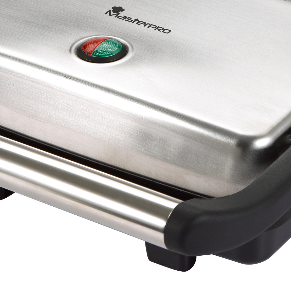MASTERPRO Kontaktgrill BGMP-9008 silber Kunststoff Edelstahl B/H/T: ca. 35x13x30,5 cm Foodies BGMP-9008 - schwarz/silber (35,00/13,00/30,50cm) - MASTERPRO