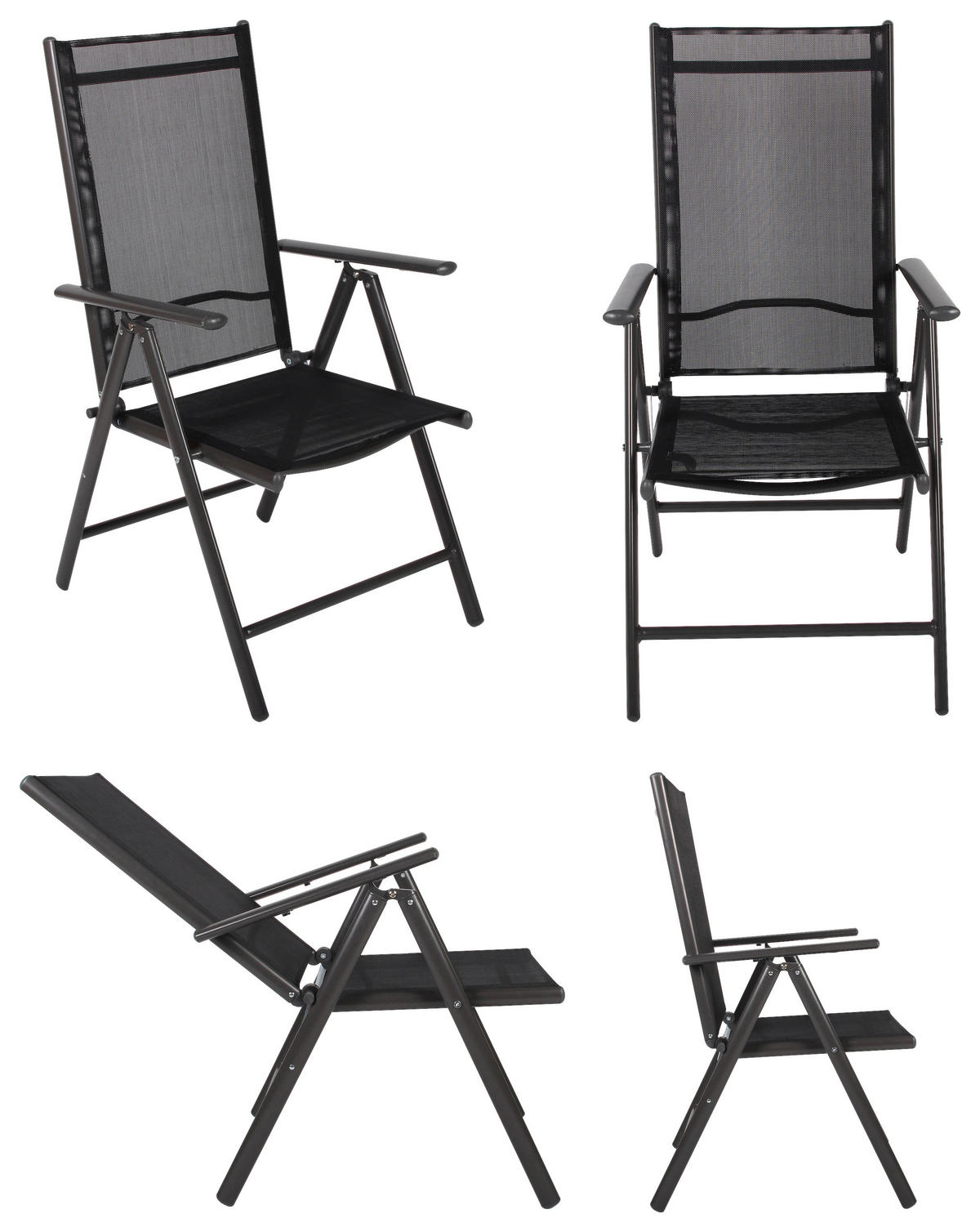VCM Gartensitzgruppe schwarz Aluminium B/H/T: ca. 189x76x90 cm Gartensitz-Essgruppe_7tlg. - schwarz (189,00/76,00/90,00cm) - VCM
