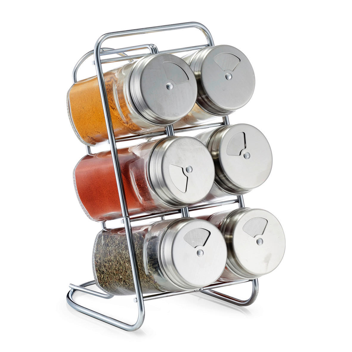 Zeller Gewürzständer-Set silber Glas B/H/L: ca. 15x18x9,3 cm Gewürzständer-Set_7-tlg. - silber (9,30/15,00/18,00cm) - Zeller