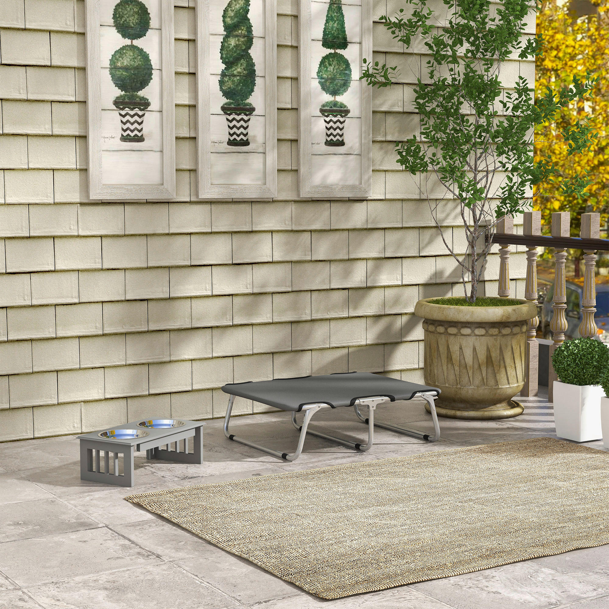 Thumbnail - PawHut Hundebett grau Polyester-Mischgewebe B/H/L: ca. 58x20x71 cm