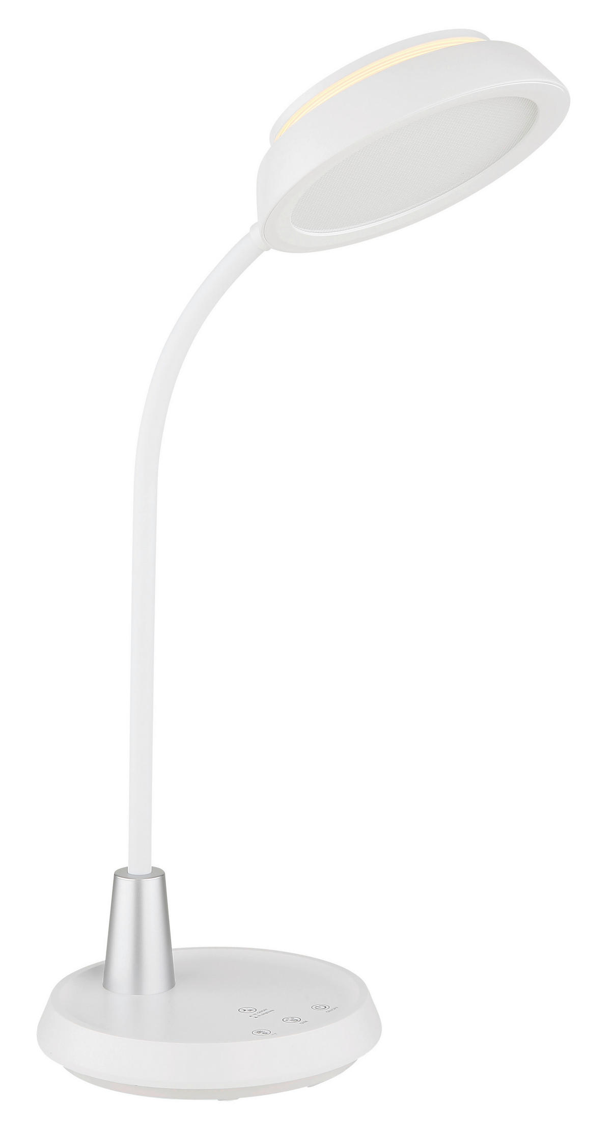 GLOBO Tischleuchte silber weiß Opal Kunststoff Silikon PVC B/H/L: ca. 17,2x44,8x30,6 cm 1 Brennstellen KIRK - weiß/Opal (30,60/17,20/44,80cm) - GLOBO