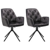 byLIVING Sessel SARINA  2er-Set anthrazit Vintage Samt Metall B/H/T: ca. 59,5x89x62 cm SARINA  2er-Set - anthrazit (59,50/89,00/62,00cm) - byLIVING