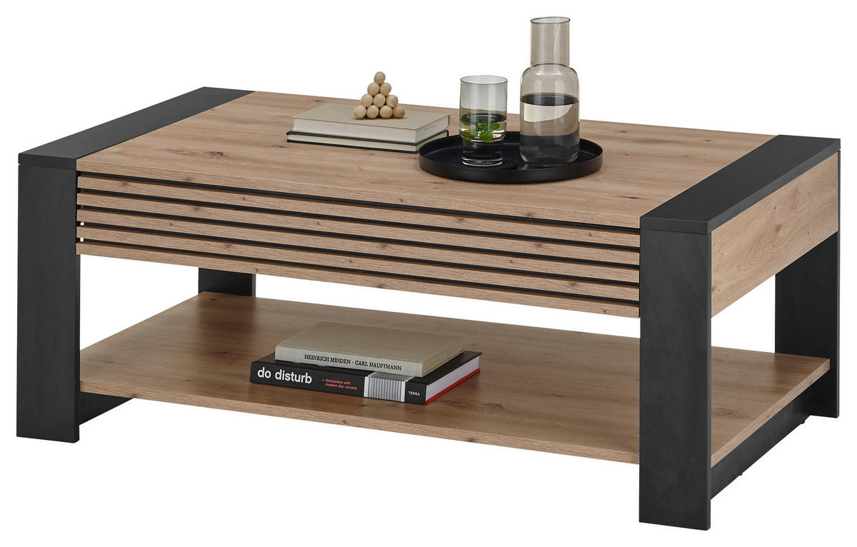 Couchtisch Felipe Eiche Artisan Nachbildung B/H/T: ca. 107x42x60 cm Felipe - Eiche/schwarz (107,00/42,00/60,00cm)