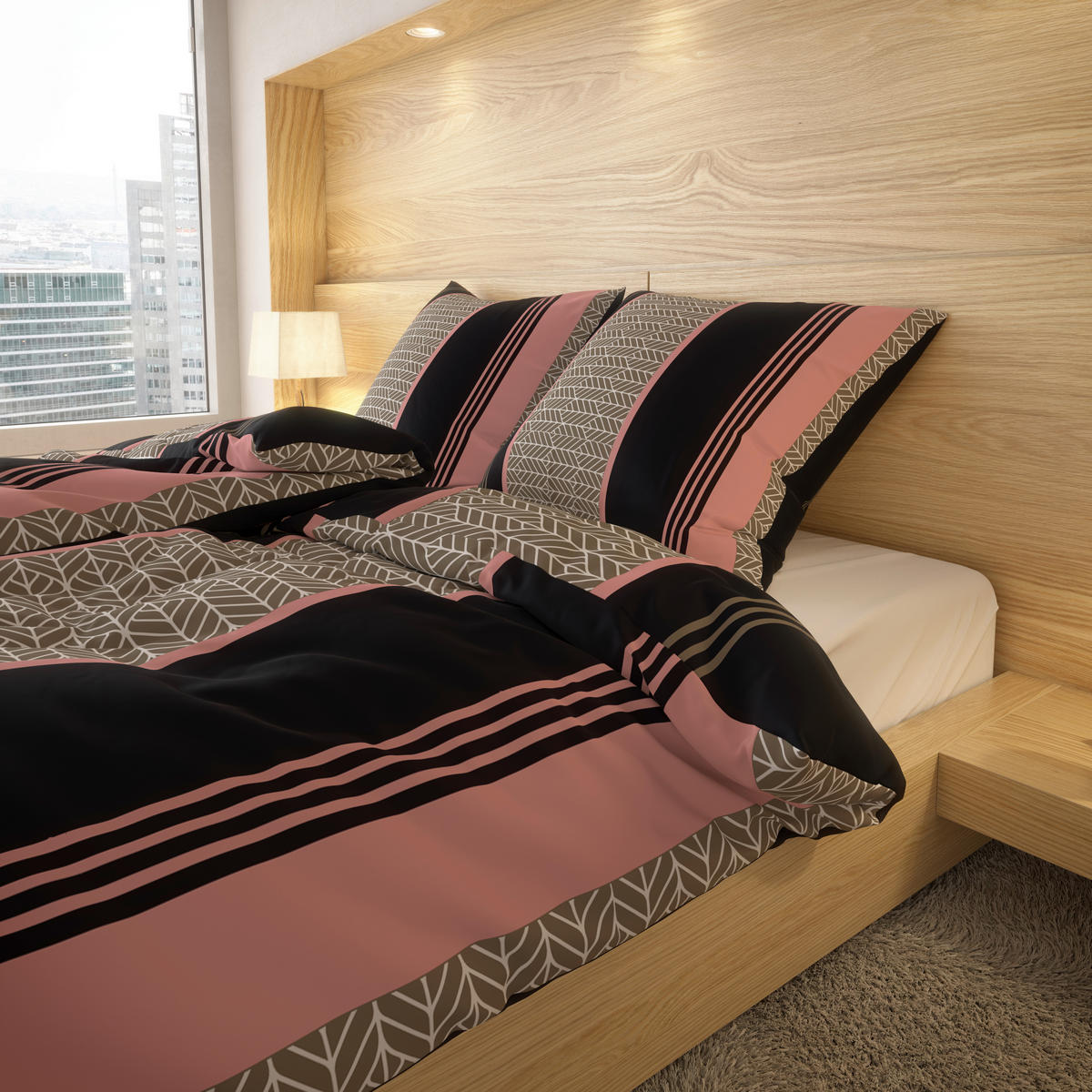 Microfaser Bettwäsche Bettwäsche_Microfaser Zopf - rosé/grau (135,00/200,00cm)