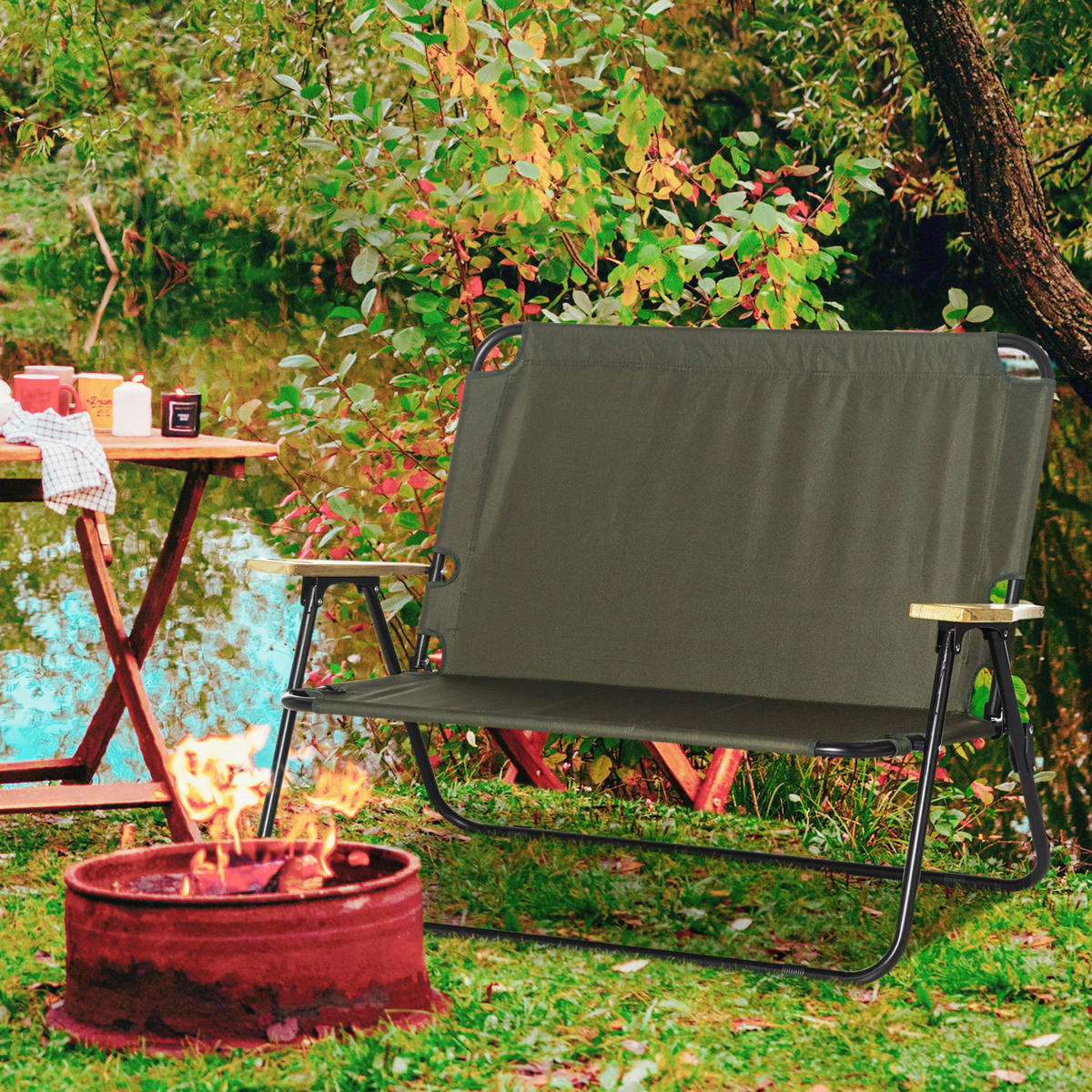 Outsunny Campingartikel B/H/L: ca. 67x114x80 cm Campingstuhl - grün (80,00/67,00/114,00cm) - Outsunny