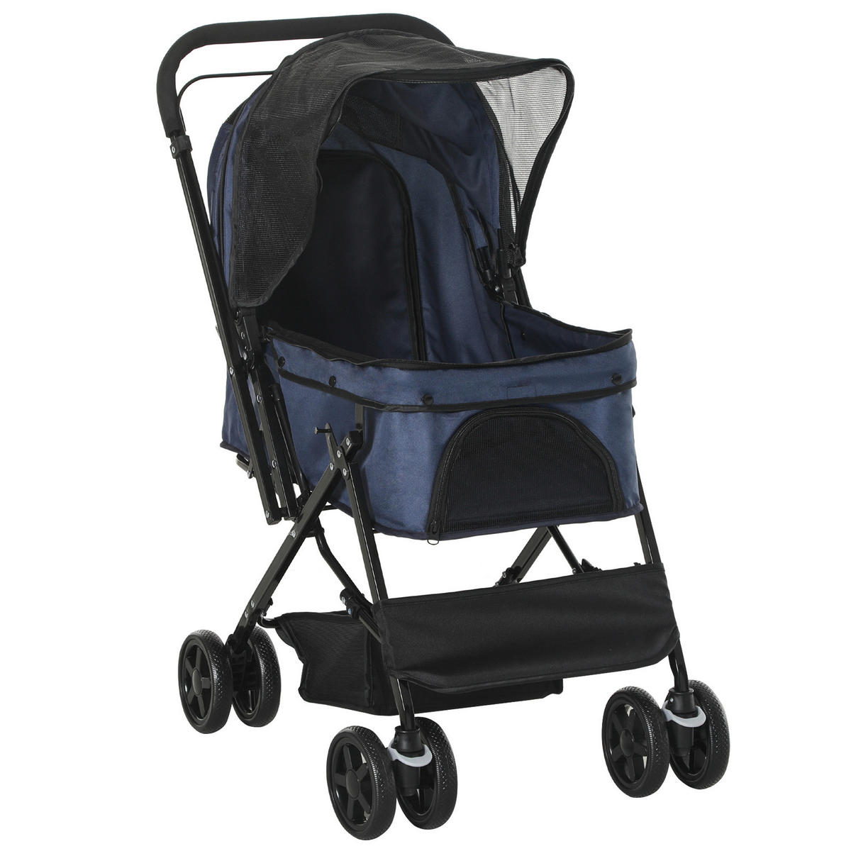 PawHut Hunde-Zubehör blau Polyester B/H/L: ca. 52x76,5x95 cm Hundebuggy - blau (95,00/52,00/76,50cm) - PawHut