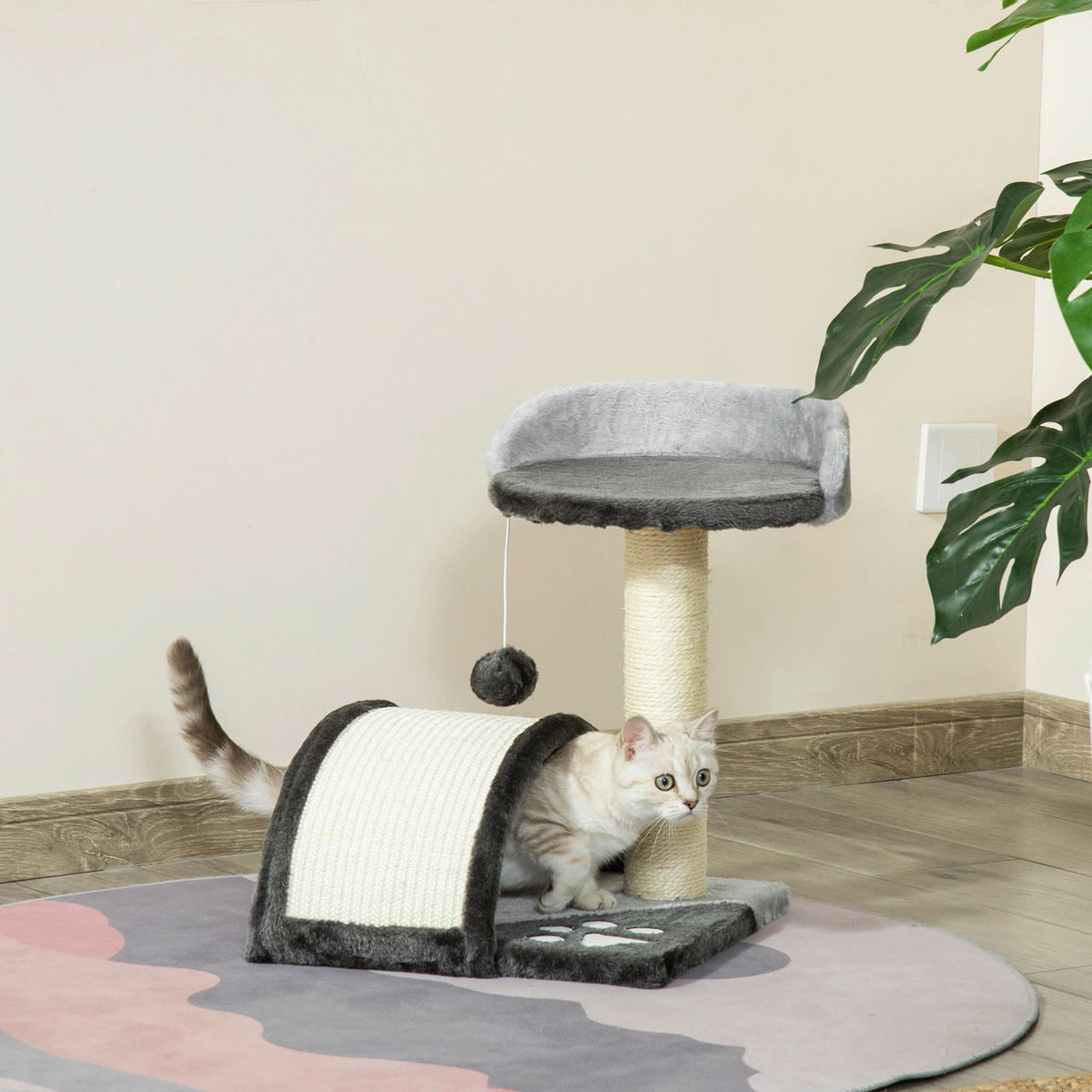 PawHut Katzenbaum grau Sisal B/H/L: ca. 36x44x36 cm Katzenbaum - grau (36,00/36,00/44,00cm) - PawHut