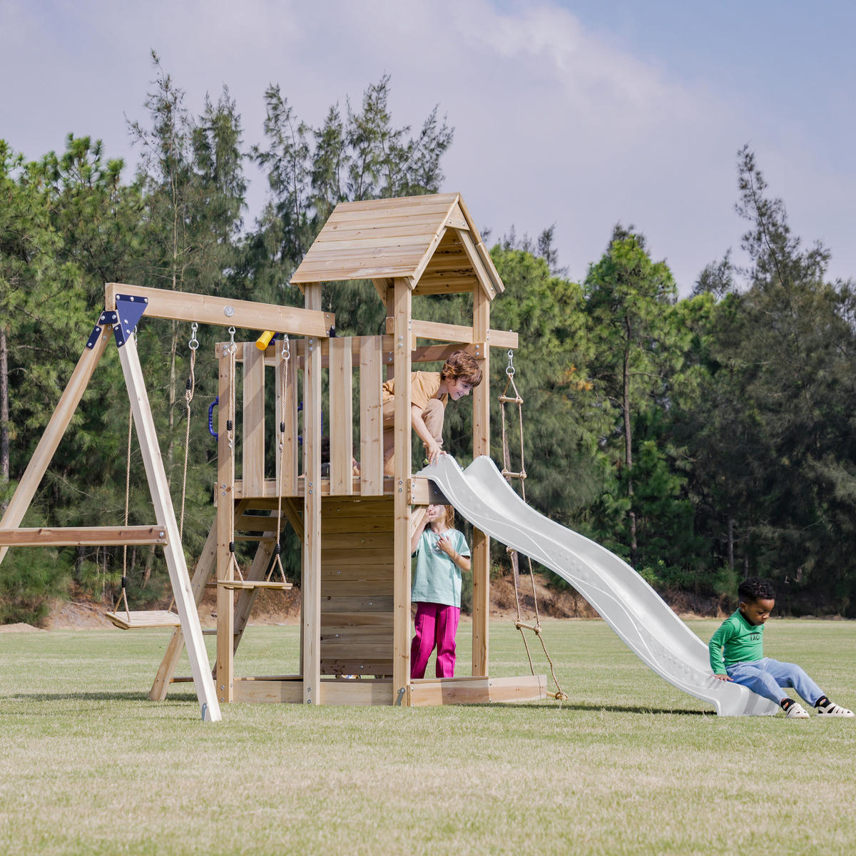 AXI Spielturm Moos braun B/H/L: ca. 342x267x375 cm Moos - braun/weiß (375,00/342,00/267,00cm) - AXI