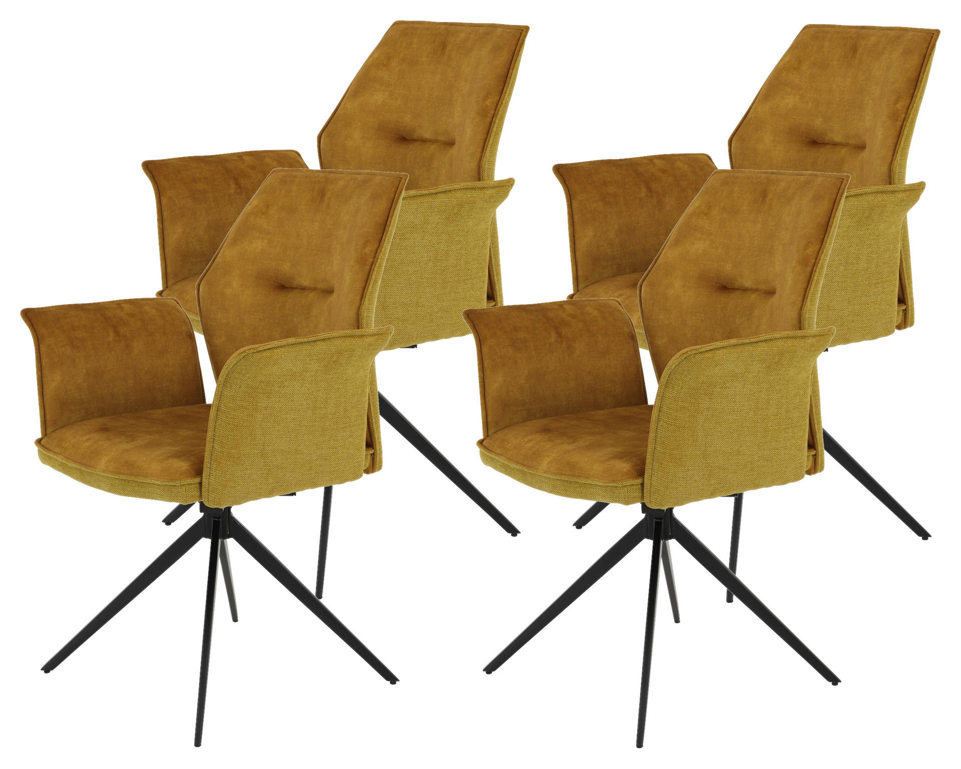 Armlehnstuhl 4er Set SUSANNE gold Vintage schwarz Webstoff Microfaser Metall B/H/T: ca. 65x92x64 cm 4er Set SUSANNE - gold/schwarz (65,00/92,00/64,00cm) - Hela