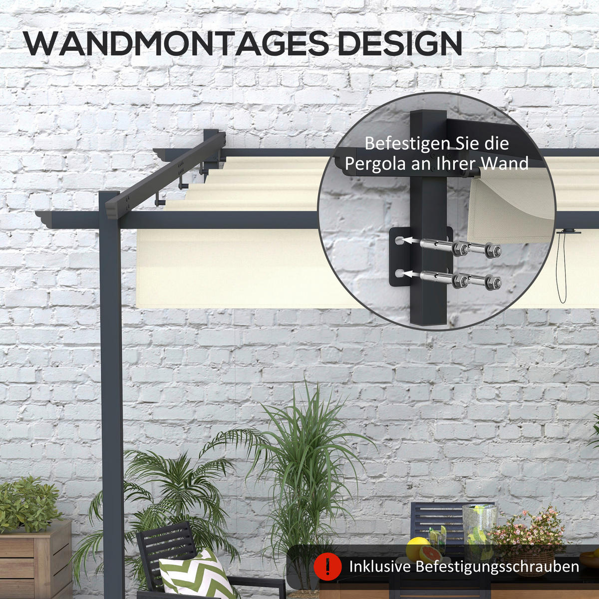 Outsunny Pergola cremeweiß Polyester B/H/L: ca. 297x230x297 cm Pergola - cremeweiß (297,00/297,00/230,00cm) - Outsunny