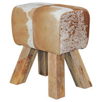 Wohnling Sitzhocker natur natur Leder Echtholz B/H/T: ca. 40x47x25 cm Sitzhocker - natur (40,00/47,00/25,00cm) - Wohnling