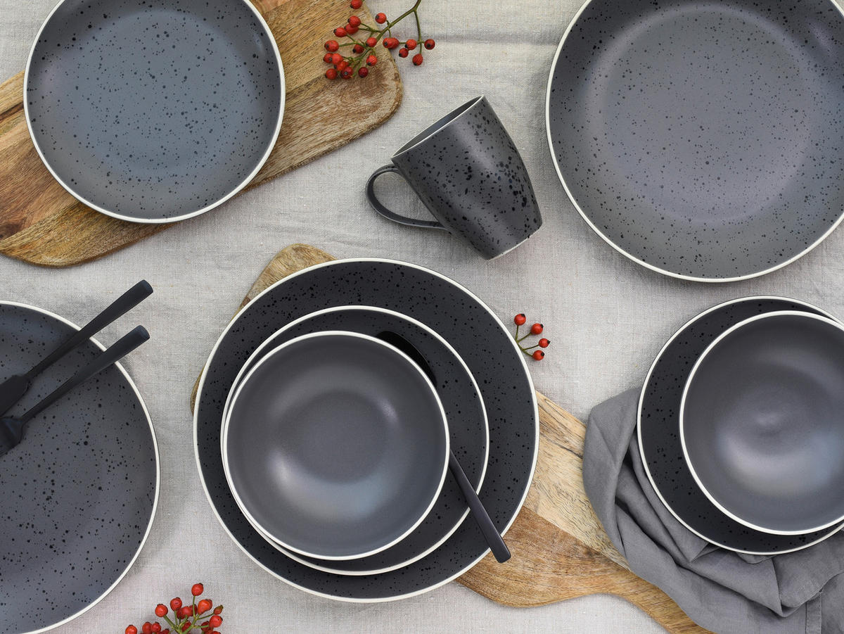 CreaTable Kombiservice INDUSTRIAL CHIC anthrazit Steinzeug 16 tlg. INDUSTRIAL CHIC - anthrazit - CreaTable