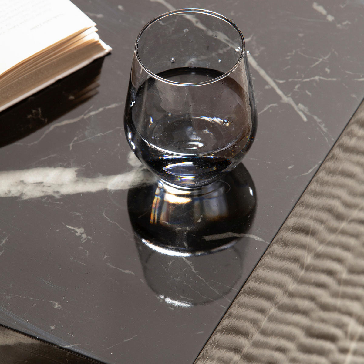 Couchtisch schwarz Marmor Optik B/H/T: ca. 40x45x40 cm Couchtisch - schwarz (40,00/45,00/40,00cm) - Wohnling