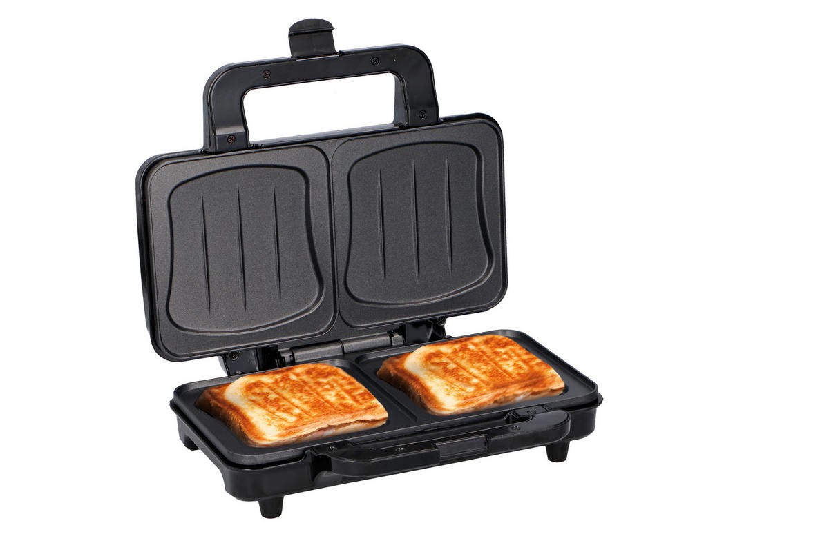 Sandwichtoaster silber schwarz B/H/L: ca. 12x26,5x31,5 cm Sandwichtoaster_XL - schwarz/silber (31,50/12,00/26,50cm)