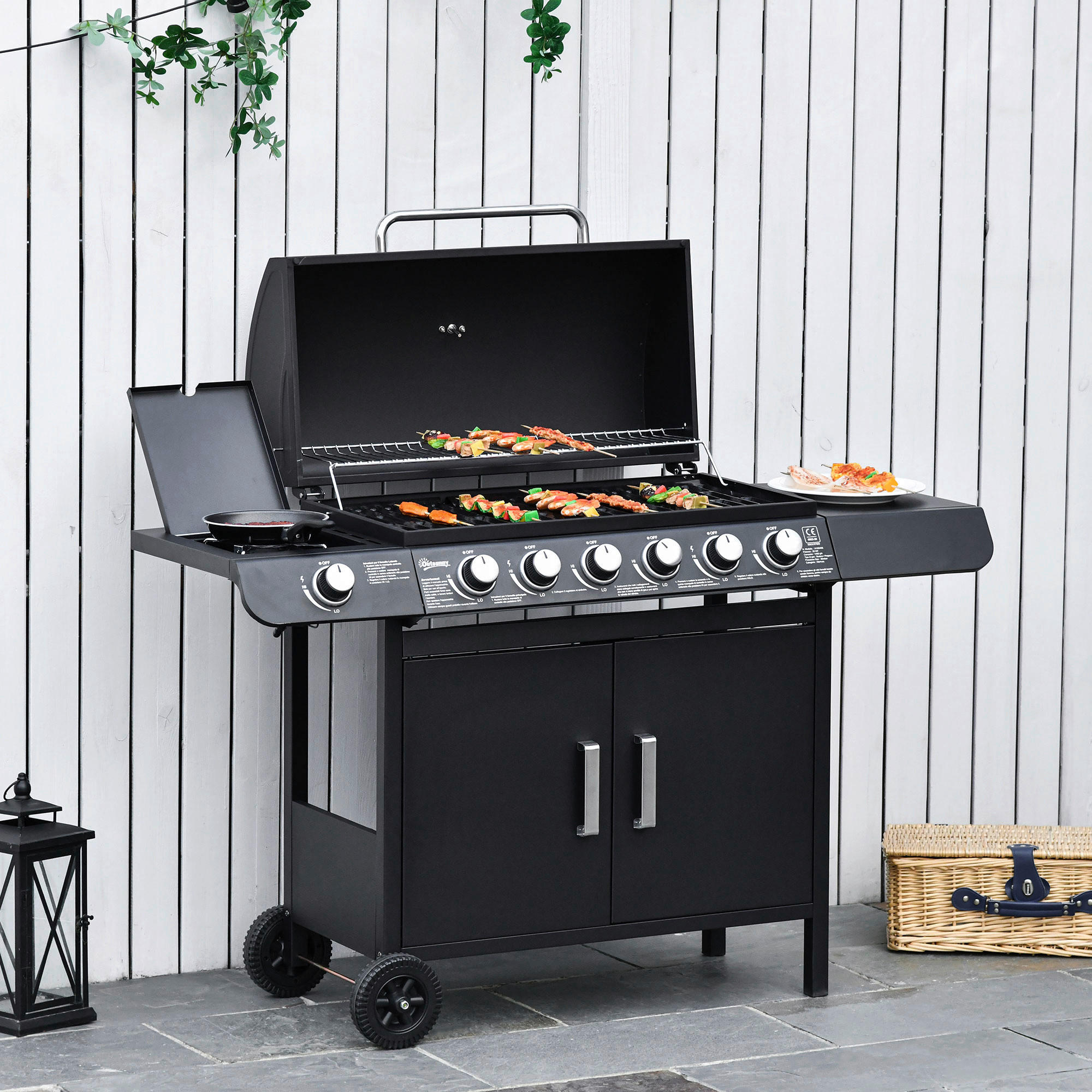 Outsunny Gasgrill Metall B/H/L: ca. 50x100x135 cm Gasgrill - schwarz (135,00/50,00/100,00cm) - Outsunny