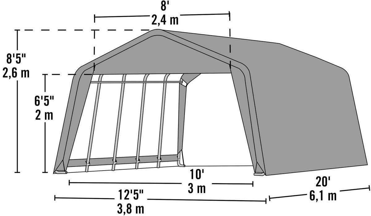 ShelterLogic Weidezelt B/H/T: ca. 380x260x610 cm Weidezelt_23,18m² - grün (380,00/260,00/610,00cm) - ShelterLogic